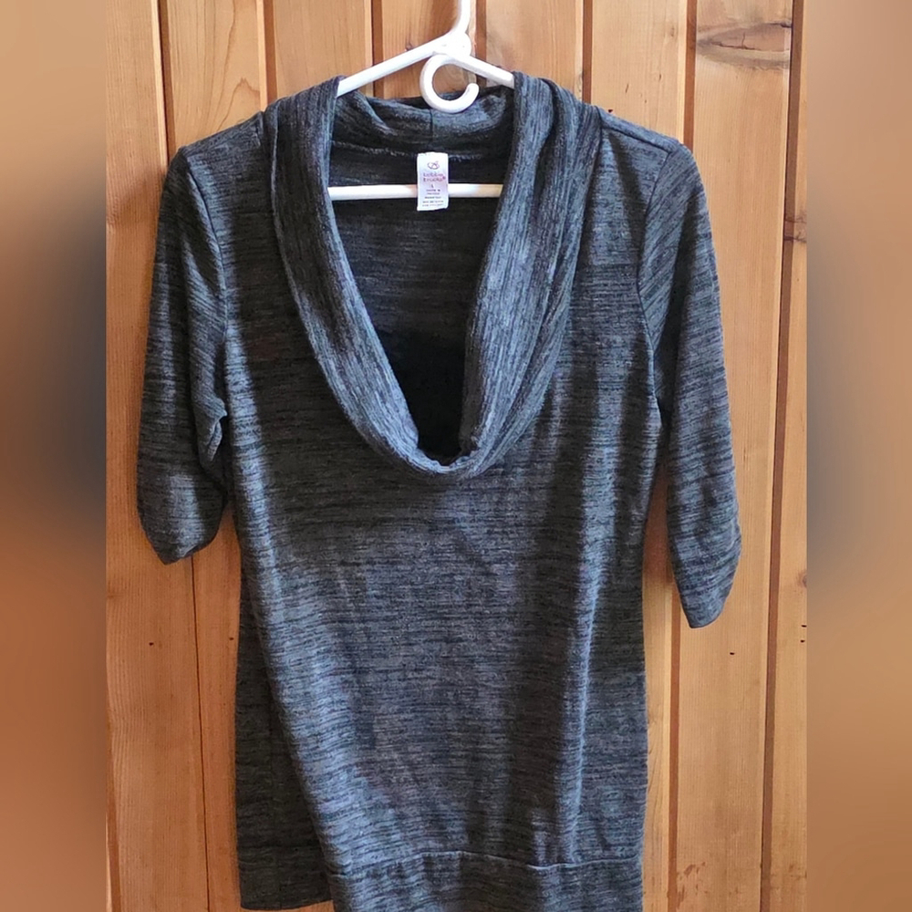 Brooks Gray Cowl Neck Sweater Three Quarter Sleeve